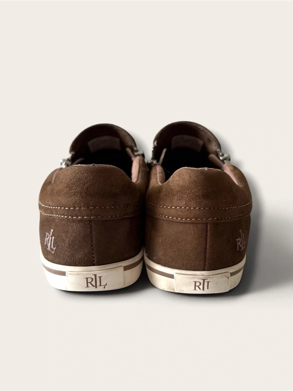 Lauren Ralph Lauren Brown Suede Slip-On Sneakers with Side Zip